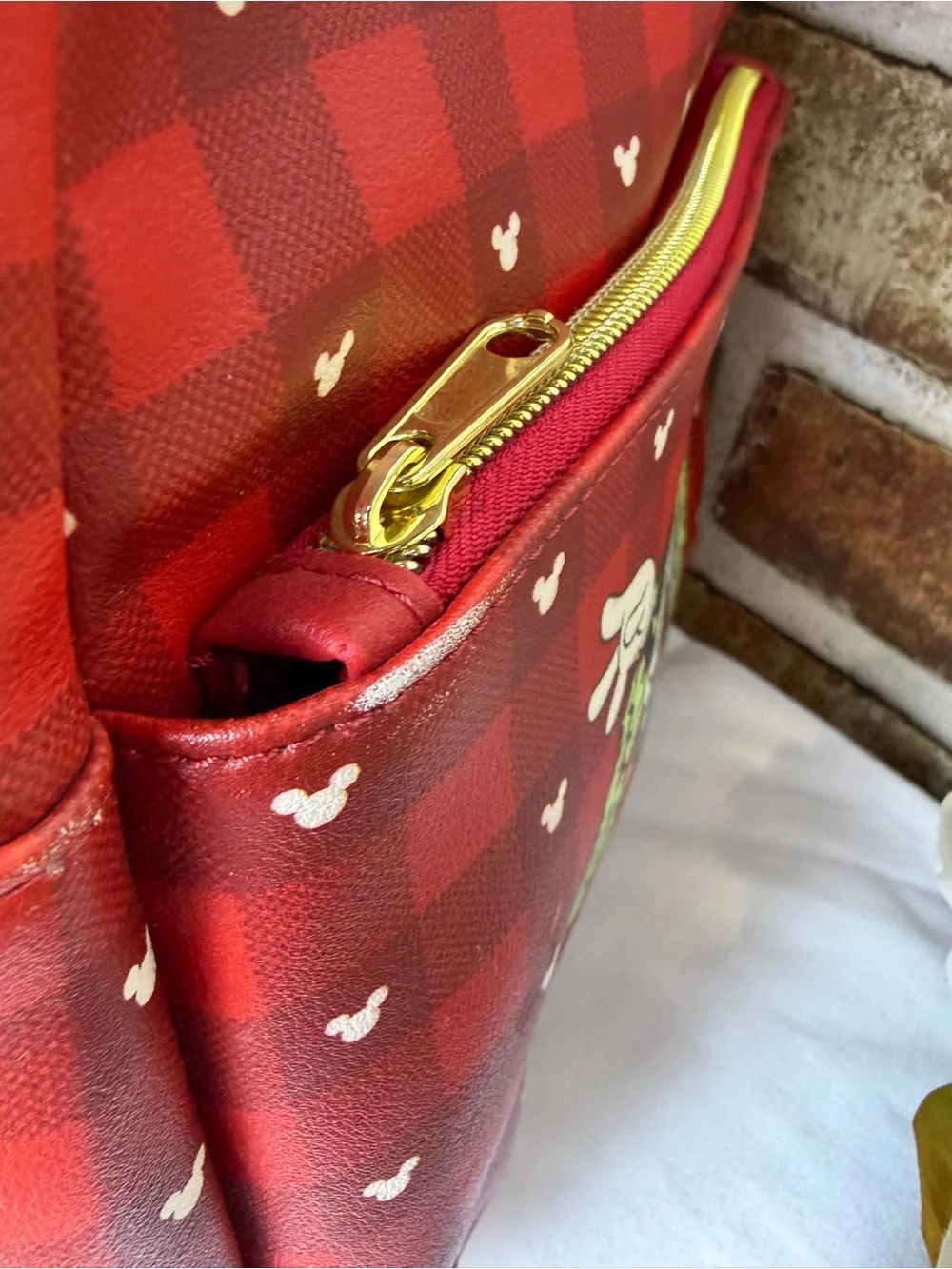Disney Mickey & Minnie Holiday Plaid Red Mini Backpack